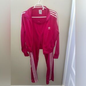 Adidas tracksuit hot pink size small